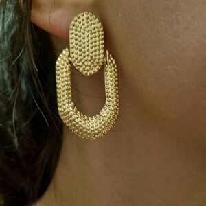 Gold Textured Statement Earrings Hammered Statement Dangle Quiet Luxury 💖2/$30